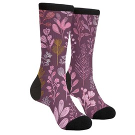 DEKIFNHG Pink Plant Doodles Socks Funny Novelty Socks Casual Athletic Crazy Crew Socks For Women Men Gifts