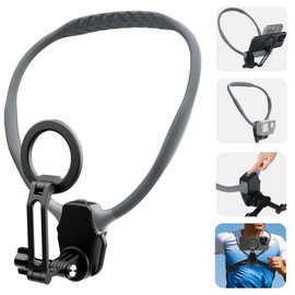 Beviliu Magnetic Neck Phone Holder for Recording, Hands Free POV/Vlog Phone Holder Neck Mount with Anti-Shake Chest Strap Selfie Video Filming for iPhone 16 15 14 13 12 Seires Android GoPro Insta360