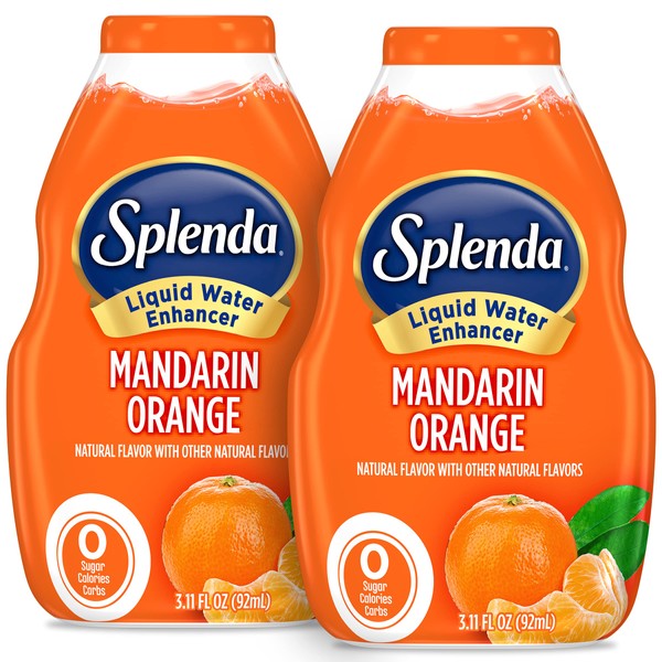 SPLENDA Gotas potenciadoras de agua líquidas, sin azúcar, cero calorías, sabor natural, mezcla de bebida concentrada, 3.11 onzas líquidas cada botella (naranja mandarina, 2 unidades)