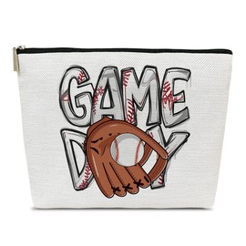 Game Day Baseball Gift Makeup Bag for Women, Baseball Stuff Baseball Accessories, Baseball Snack Bag, Baseball Gift Bag for Baseball Lovers Team Player Coach Mama, Baseball Purse Inspirational Gift