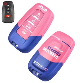 EnerCharge for Toyota Key Fob Cover,Premium PC Key Case Protector Compatible with Highlander Corolla Prius RAV4 Camry Avalon C-HR GT86 (Blue+Pink)