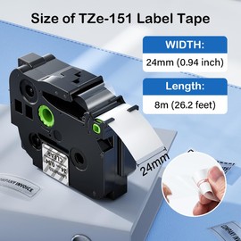 Labelife TZ Tape 24mm 0.94 Laminated Clear TZe-151 Compatible with Brother P Touch TZe Label Tape 1 Inch Label Maker Tape TZe151 for Brother PT-D600 PT-D610BT PT-P710BT PT-P700 PT- P910BT, 5-Pack