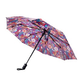 ECO CHIC Automatic Umbrella Windproof Strong Compact Folding Travel Umbrella (Lush Floral Purple)