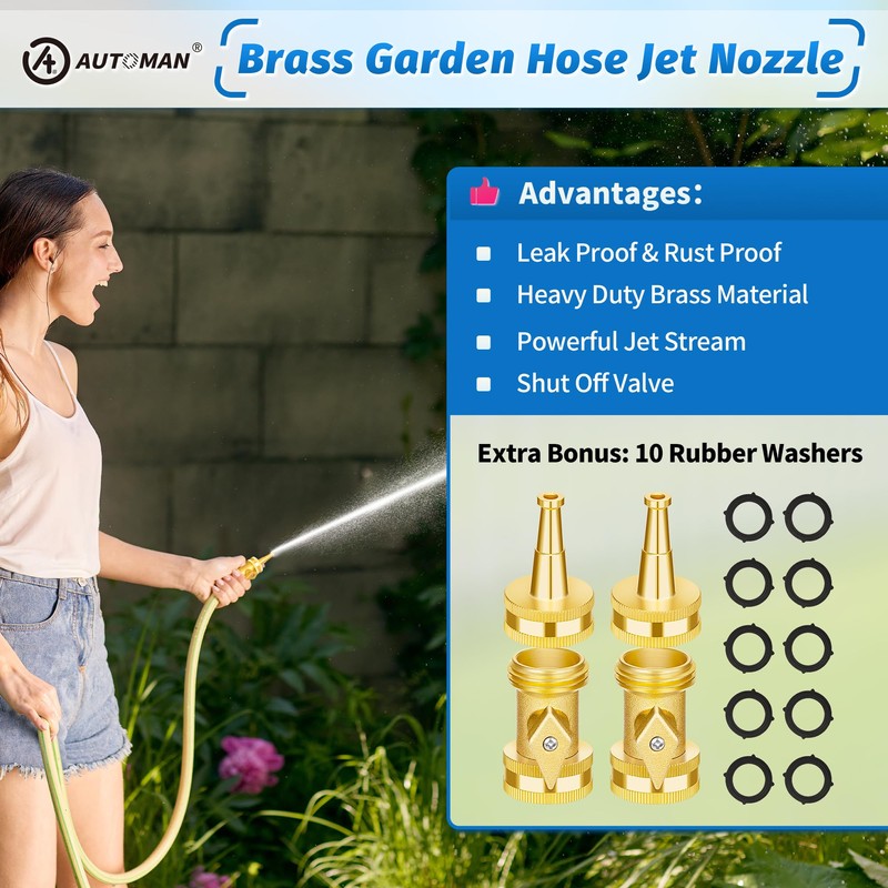 AUTOMAN Brass Hose Nozzle - High Pressure Jet Nozzle 4
