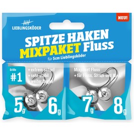Lieblingsköder Pointed Hooks Size 1 Mix Pack - 4 Jig Heads, Design: Mix Pack Flow / 5 g / 6 g / 7 g / 8 g