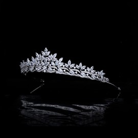 QXMYOO Cubic Zirconia Wedding Tiaras for Bride Small Sweet 16 Birthday Prom Queen Crown Pageant Headpieces Coronas Para 15 Anos Quinceaneras 2023 Silver Bridal Hair Accessories (Silver 6)