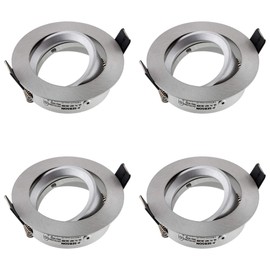 SEBSON Housing for recessed spotlights with GU10 socket, aluminium mounting frame, swivelling, hole diameter 73-77 mm, cover diameter 84 mm, for ceiling spotlights, set of 4