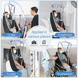 EZ Assistive Patient Lift Sling for Elderly and disable - Transferring,Positioning,Lifting,Showering,Toileting,with 1pc Easy Slide Gloves, Black, Large