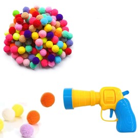 Yeenano Cat Ball Toy Launcher,Toy Ball Launcher with 100pcs Soft Pom Pom Interactive Cat Balls Launchers Cats Balls Grabbing Kitten Toys Set for Indoor Pet Exercise Training