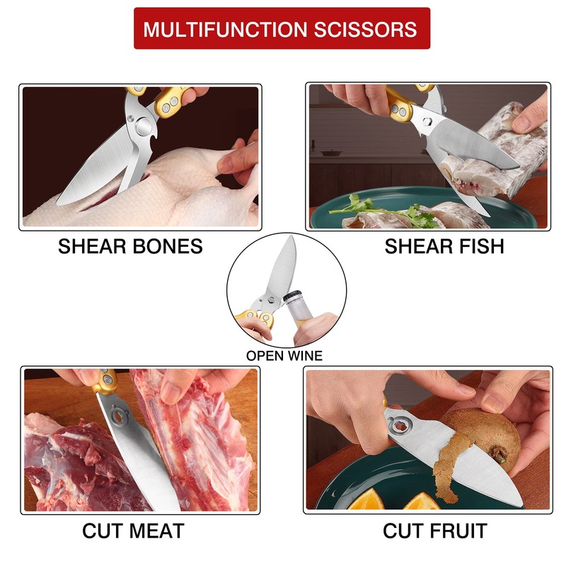 SLEMOON Kitchen Shears Heavy Duty Poultry Shears Meat Cutting Dishwasher