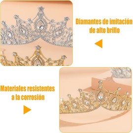 2 Piezas Coronas Princesa con Cristal para Niña y Mujer