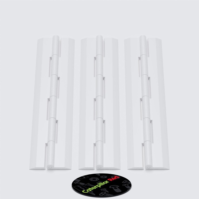 Caterpillar Red 3 x Acrylic Hinge 200mm WHITE, Continous Acrylic