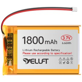 YELUFT 1pcs 3.7V 1800mAh 103450 Lithium Polymer Battery 1S 1C LiPo Rechargeable Battery with Protection Board, Micro PH2.0 Plug Compatiable with WisBlock Meshtastic, ESP32 Development Board