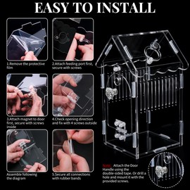 Hysagtek Jumping Spider Enclosure, Acrylic Arboreal Tarantula Enclosure Small Reptile Terrarium with Magnetic Door, Clear Jumping Spider Enclosure Accessories