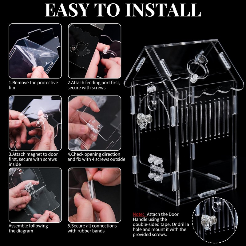 Hysagtek Jumping Spider Enclosure, Acrylic Arboreal Tarantula Enclosure Small Reptile