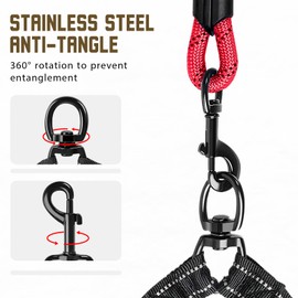 Blanlody Double Dog Lead for Walking 2 Dogs No Tangle, Reflective Bungee Split Lead with 360°Swivel Rotation,Two Padded Handles and Waste Bags for Walking and Traning