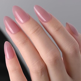 Stbisen Hot Pink Press on Nails Almond, Fashion Solid Short Fake Nails Kit, Glossy Gel Finish Almond Press On Nails, Natural Glue On Nails, Reusable Stick On Fake Nails for Women, 15 Sizes 30Pcs