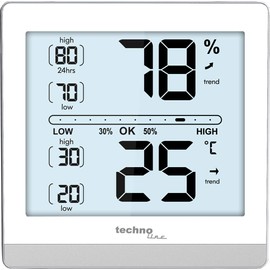 Technoline WS 9470 Room Air Conditioning Station, Digital Thermometer, Hygrometer, Modern Housing, Temperature and Humidity Calibrable for Improved Accuracy