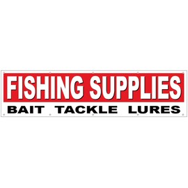 4LessCo 2x8 Feet FISHING SUPPLIES BAIT TACKLE LURES Vinyl Banner Sign With Grommets rwb
