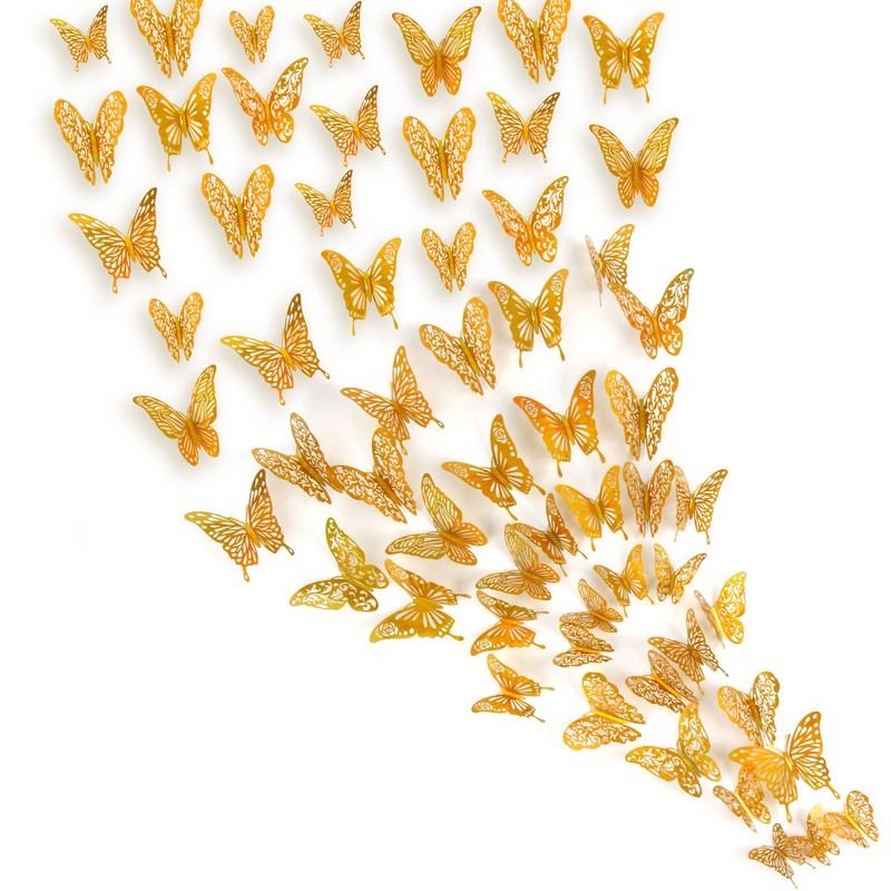 DERAYEE Butterfly Wall Decoration, 3D, Butterfly Shape, 60 Pieces, Wall