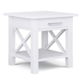 SIMPLIHOME Kitchener SOLID WOOD 21 inch Wide Square Contemporary End Table in White for the Living Room and Bedroom