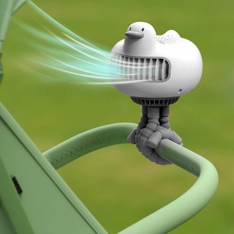 Portable Stroller Fan Low Noise Duck Shape Cute 2 Power