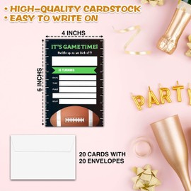 Chuxvon Birthday Party Invitations, Football Birthday Invitations for Boys, Football Themed Fill In Invites, Sports Birthday Party Supplies Decorations, 20 Cards With 20 Envelopes(B08)
