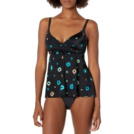 Contours by Coco Reef Women's Standard Diamond WRAP Tankini, Black 001, 16/40 D