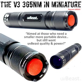 uvBeast New V3 365nm MINI - Black Light UV Flashlight – High Definition Pure Ultraviolet - Professional Grade High Power Upgraded 5 Core UV LED – USA Stock