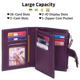 SENDEFN Small Womens Wallet Leather Bifold Card Holder RFID Blocking with Zipper Coin Pocket