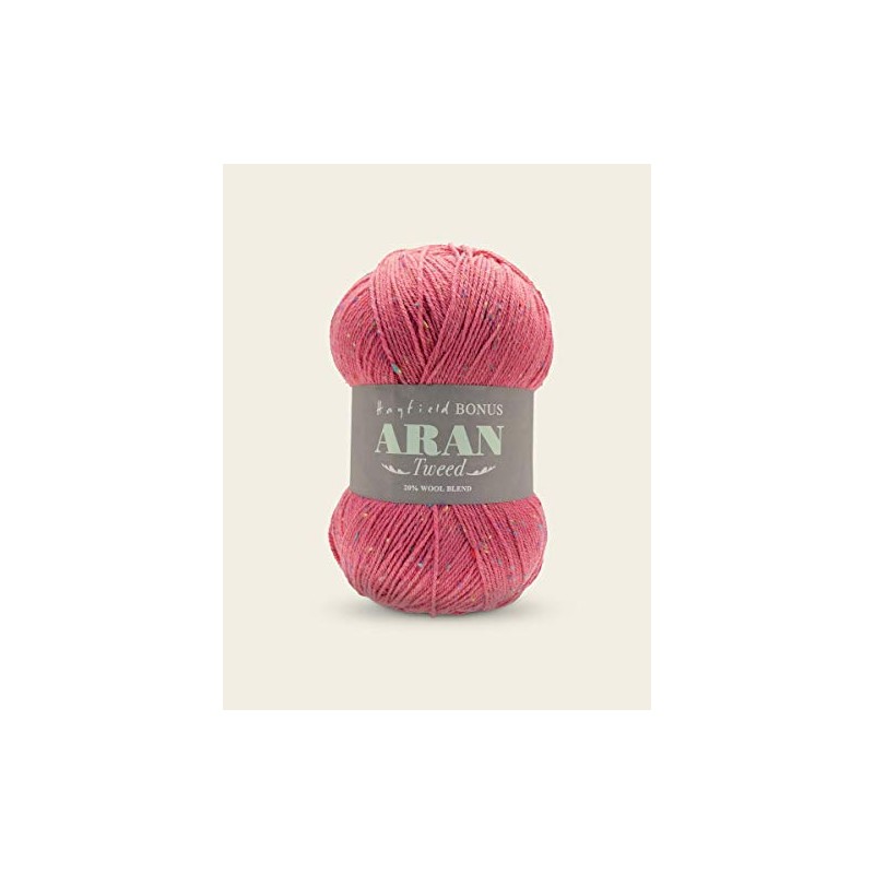 Hayfield Bonus Aran Tweed, Raspberry Tweed (638), 400g by Sirdar