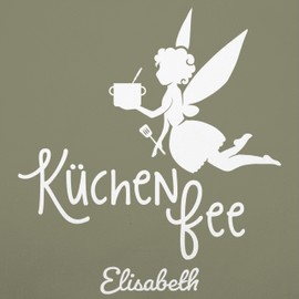Geschenk mit Namen personalisiert by Shirtracer - Apron - Cooking Apron Women - Küchenfee with Name, 5 Sage Green