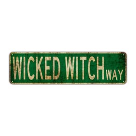 Wicked Witch Way Metal Tin Sign (4''x16''), Novelty Street Sign, Home Decor, Room Decor, Wall Decor, Restaurant Decor, Bar Decor, Cafe Decor, Garage Decor, Farmhouse Decor Easter Gift
