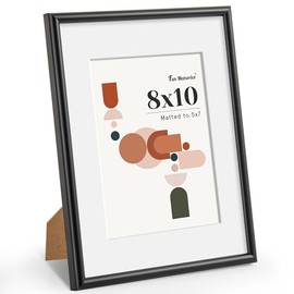 Fun Memories 8x10 Picture Frame, Display Pictures 5x7 with Mat or 8 x 10 Without Mat for Wall Hanging or Tabletop, Black, 1 Pack