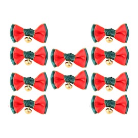 Dzrige Christmas Bows with Bells Christmas Bowknot Mini Satin Bow Accessories DIY Craft Gift Xmas Tree Hanging Ornaments New Year Wedding Home Décor