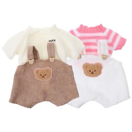 NOLITOY Plush Clothes 2 Sets: 30cm Bear Clothes with Jumpsuit and Sweater - Plush Suspender Pants and Pullover Shorts