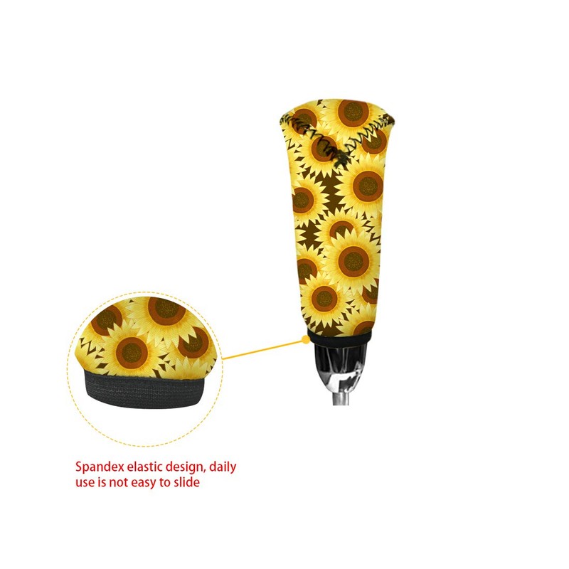 TOADDMOS 3-Piece Decorative Sunflower Car Accessory Set Soft Steering Wheel