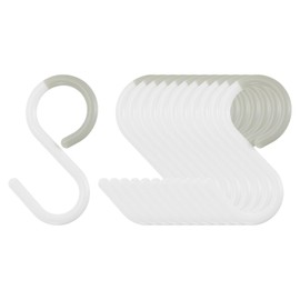 Sourcing Map 12pcs S Hooks, 3.5" Plastic, White, Modern, Over-the-ledge, Rust Resistant, 5kg Capacity, Kitchen, Closet, Garden, etc.