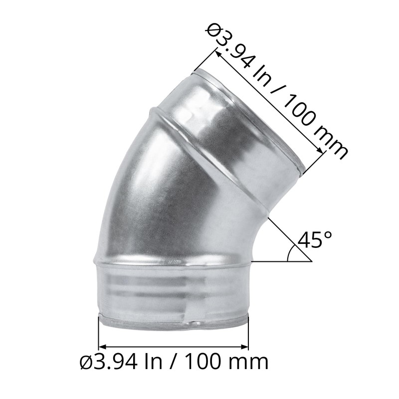 ECOPRO VENT 4" Inch 45˚ Degree Galvanized Steel Duct Elbow