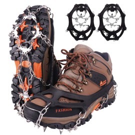 WIN.MAX Crampons, Ice Spikes, Shoe Claws with 19 Stainless Steel Teeth / Spikes, for Climbing / Mountaineering / Trekking / High Altitudes / Winter / Outdoors, black, m