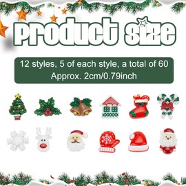 WEBEEDY 60 Pcs Christmas Charms Christmas Resin Cabochons Flatback Resin Flatback Cabochon Craft Accessory Flatback Scrapbooking Embellishments