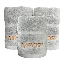 NIROBI Sports Premium Quality Cotton Towel Set - Highly Absorbent, Lightweight, Smooth Texture, & Quick Drying - 13.75” x 29.5” - Ideal Gym, Fitness, Spa, Sport, Workout - 2 Pack (Grey 3 Pack)