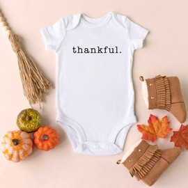 Onesie Organic Baby One Piece Short Sleeve Seasonal Bodysuit, 0-12 Months - Thankful