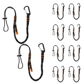 Tool Tether - Tool Lanyard with Spring Locking Aluminum Carabiner & Adjustable Loop End, 153 cm Working Length, Max Load 9KG - Tool Safety for Scaffolding & Working at Height - 10 Pack