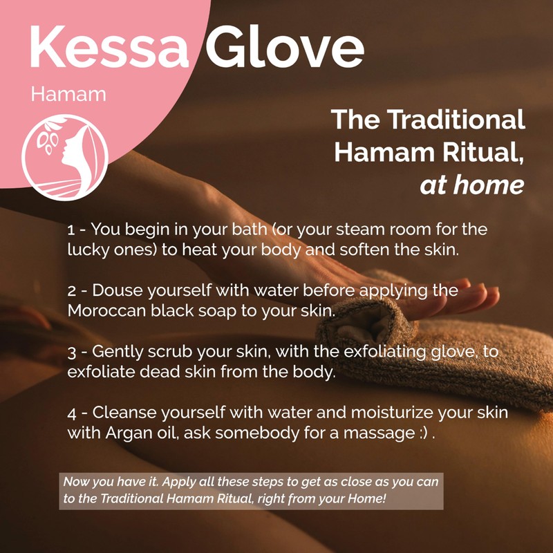 Fatima's Garden Exfoliating Kessa Glove - Natural Spa Scrubber, Black