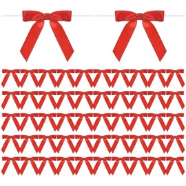 50 Piezas Lazos Prefabricados para Regalos, Lazos Giratorios de Tela Rosa, Decoración para Bodas, Navidad, Fiestas, Manualidades, Bolsas de Regalo, Dulces y Pasteles (Rojo)