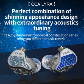 CCA LYRA Extra Bass Dynamic Diver HiFi in-ear Headphones/Earphones/Earbuds, Detachable Wired in-ear Monitor Headset for Audiphile Music/Game (with Mic, Transparent)