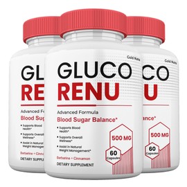 Gold Nutra GlucoRenu Capsules, GlucoRenu Pills, Maximum Strength All Natural Vitamin Supplement Formula, 60 Capsules per Bottle (3 Pack)