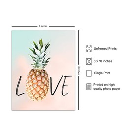 Pineapple decor - Tropical Wall Decor - Love Wall Decor - Beach House Decor - Kitchen Wall Decor - Dining Room Wall Art - Romantic Art Gifts for Her - 8x10 Unframed