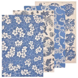 Angoily 4 Sheets Ceramic Decals Pottery Ceramics Clay Transfer Paper Glaze Underglaze Flower Paper Porcelain Decal Paper Underglaze Transfers for Pottery Overglaze Enamel Decal